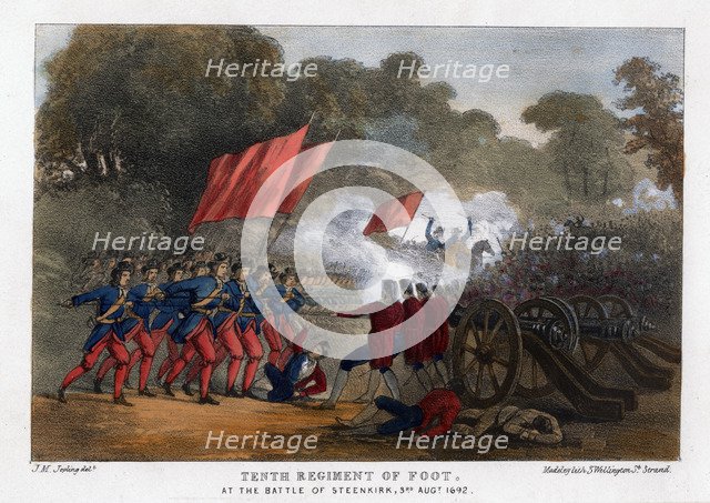 Tenth Regiment of Foot, at the Battle of Steenkerque, 3rd August 1692. Artist: Madeley