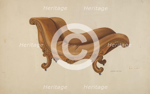 Gentlemen's Smoking Lounge, c. 1942. Creator: Leonard Battee.