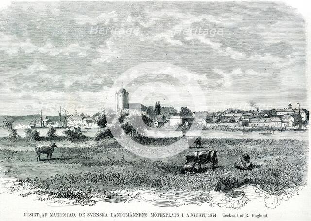 "View of Mariestad, the meeting place of the Swedish countrymen in August 1874.  Creator: Robert Haglund.
