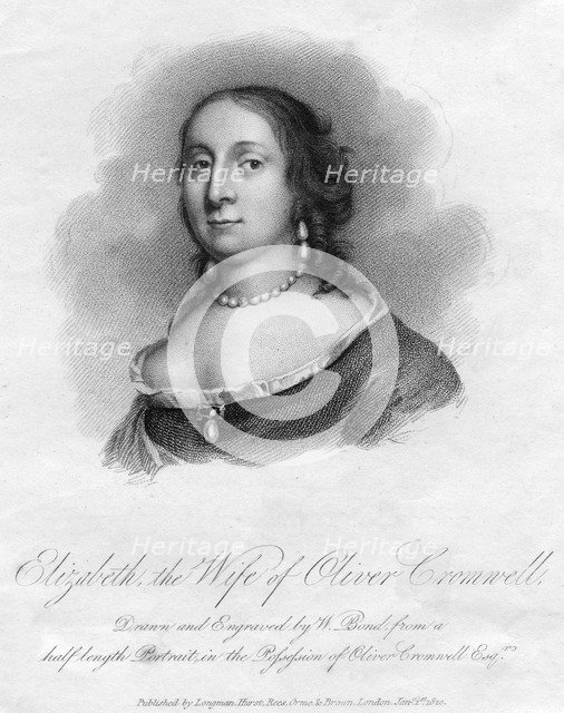 Elizabeth, wife of Oliver Cromwell, (1820).Artist: W Bond