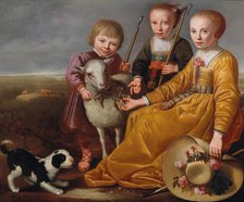 Three children with a goat and a doggie in a landscape, 1639. Creator: Cuyp, Jacob Gerritsz (1594-1651).