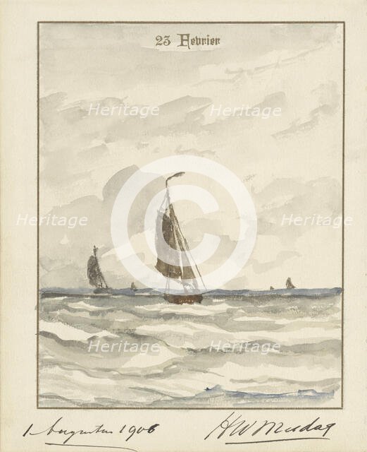 Sea with fishing boats, 1906. Creator: Hendrik Willem Mesdag.