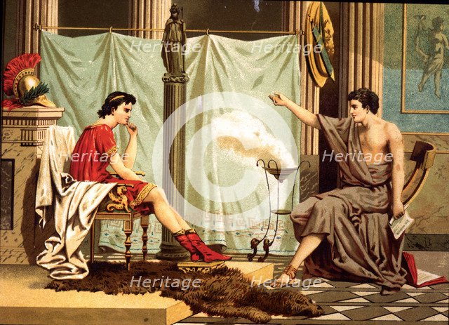Aristotle (384-322.BC), Greek philosopher, with his pupil Alexander the Great (356-323 a.C.) chro…