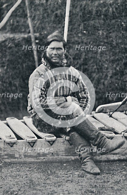 An Eskimo resting on his sledge, 1912. Artist: Pierre Petit.