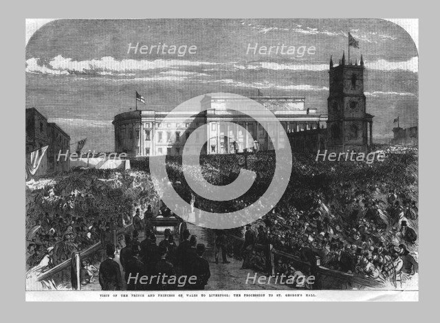 'Visit of the Prince and Princess of Wales to Liverpool. The Procession to St. George's Hall', 1865. Artist: Unknown.