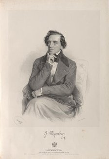 Portrait of the composer Giacomo Meyerbeer (1791-1864), 1847. Creator: Kriehuber, Josef (1800-1876).