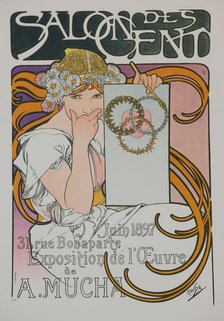 Poster for the A. Mucha's exhibition in the Salon des Cent, 1897. Creator: Mucha, Alfons Marie (1860-1939).