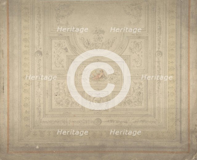 Ceiling Design with Nymph on Dolphin, 19th century. Creator: Anon.