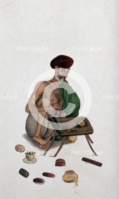 An Indian jeweller at work, (between 1800 and 1899?). Creator: Unknown.