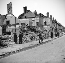 Wartime bomb damage, Highgate Road, Sparkbrook, Birmingham, West Midlands, 29 July 1942. Artist: James Nelson.