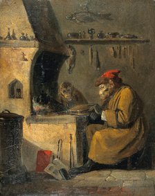 A monkey alchemist, c1850s. Creator: Edmund Bristow.