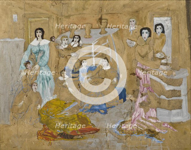 Figures on Golden Ground. Composition from His Illness. Creator: Carl Fredrik Hill.