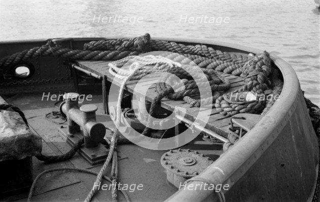 Rope in the stern of a boat, River Thames, London, c1945-c1965. Artist: SW Rawlings