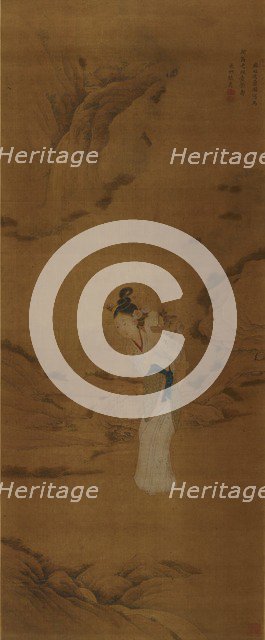 The goddess Magu with a basket of flowers, Qing Dynasty (1645-1911). Artist: Unknown.