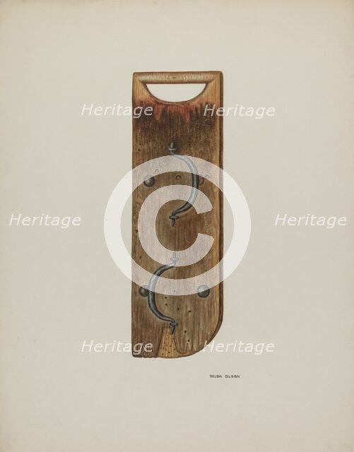 Clapper, c. 1940. Creator: Hilda Olson.