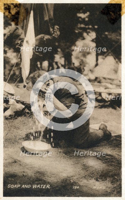 A soldier washing his face at Fort Sheridan, Illinois, USA, 1920. Artist: Unknown