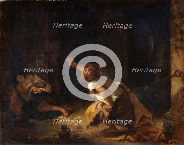 The Prisoner of Chillon. Artist: Delacroix, Eugène (1798-1863)