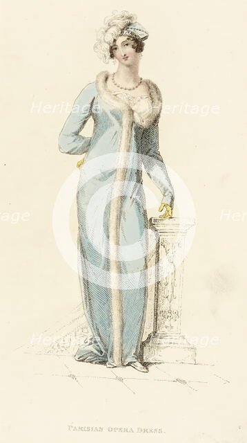 Fashion Plate (Parisian Opera Dress), 1812. Creator: Rudolph Ackermann.