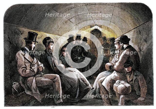 The Thames Subway at Tower-Hill: interior of carriage, 1870. Creator: Unknown.