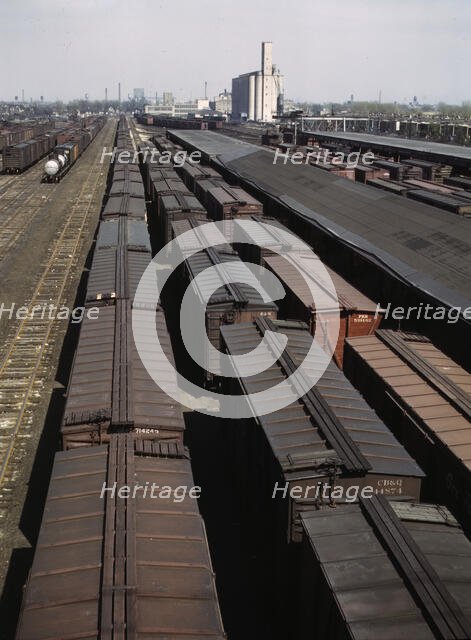 General view of part of the Galewood yard of the Chicago, Milwaukee..., Illinois, 1943. Creator: Jack Delano.