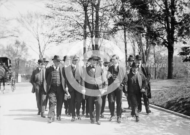 William Jennings Bryan, Rep. from Nebraska, with Newspapermen, 1914. Creator: Harris & Ewing.