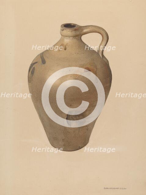 Tan Stoneware Jug, probably 1939. Creator: George Loughridge.