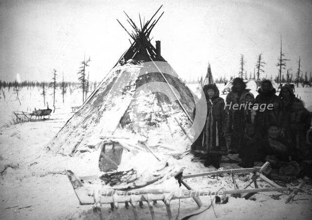 A group of Dolgans of the Yenisei province at the tent, 1925. Creator: Unknown.