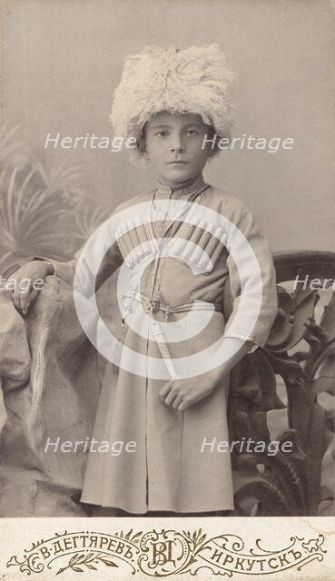 Portrait of a boy Leonid in a Caucasian national costume, end of 19th century. Creator: VV Degtiarev.