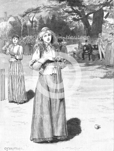 ''Well Played"; A Sketch at a Ladies' Cricket Match', 1890. Creator: Edward Frederick Brewtnall.