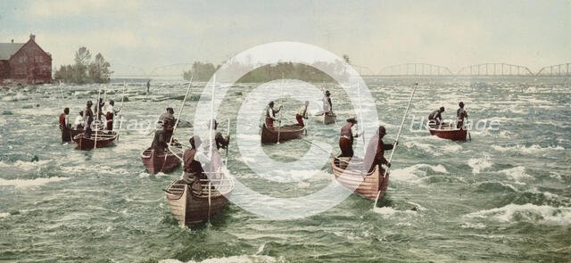 Indians fishing at the "Soo", c1901. Creator: Unknown.