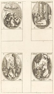 St. Ignatius; Purification of the Virgin; St. Blaise; St. Isidore. Creator: Jacques Callot.