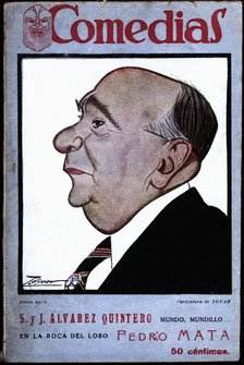 Cover of the publication 'Comedias'. Caricature of Pedro Mata Dominguez (1875-1946). Siglo XX pub…