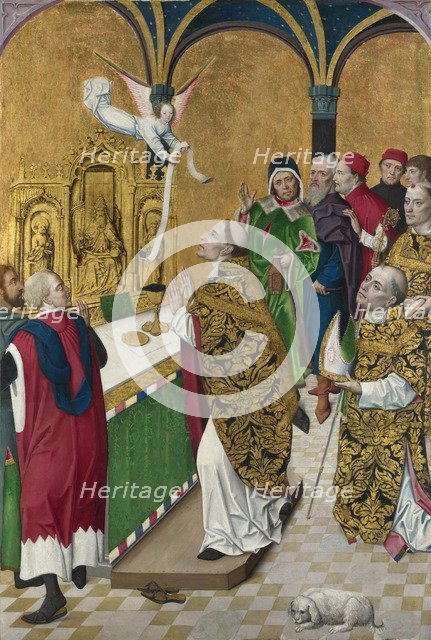 The Mass of Saint Hubert. Shutter from the Werden Altarpiece, ca 1485. Artist: Master of the Life of the Virgin, (Workshop) (active 1463-1490)