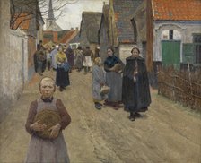 The Distribution of Bread in the Village, 1892. Creator: Frans van Leemputten.
