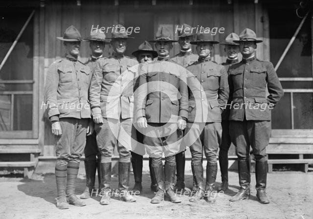 Camp Meade #1 - General Kuhn And Staff, 1917. Front: Col. Huntington; Lt. Col. Tenney Ross... Creator: Harris & Ewing.