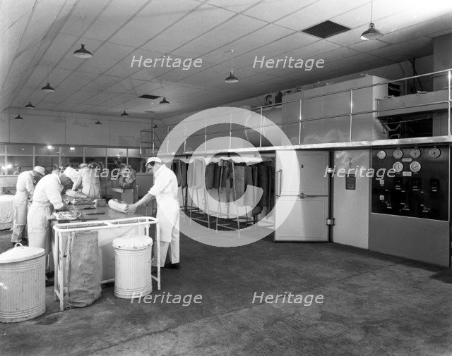 Meat dressing at the Danish Bacon Co, Kilnhurst, South Yorkshire, 1957.  Artist: Michael Walters