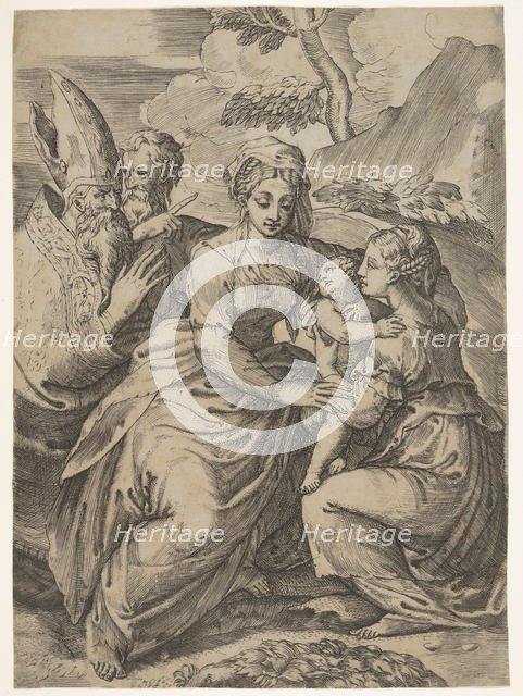 Madonna and Child with Saints (after Parmigianino). Creator: Battista del Moro.