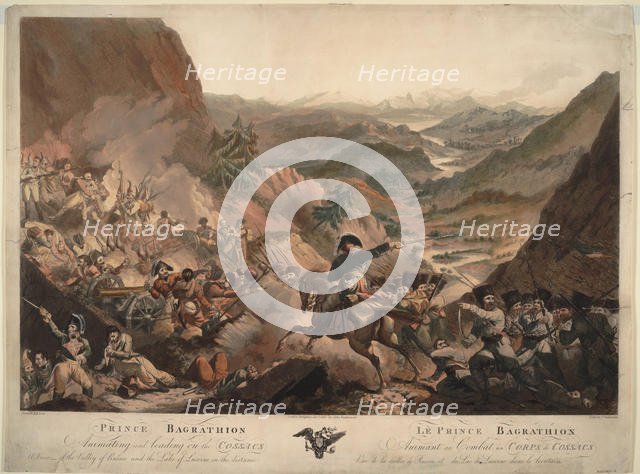 Prince Bagration leads the cossacks to attack in the Alpes, 1805. Artist: Porter, Robert Carr (1777-1842)