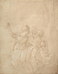 Classical Female Figure (Diana or Venus) with Two Infants, ca. 1539-42. Creator: Francesco Primaticcio.