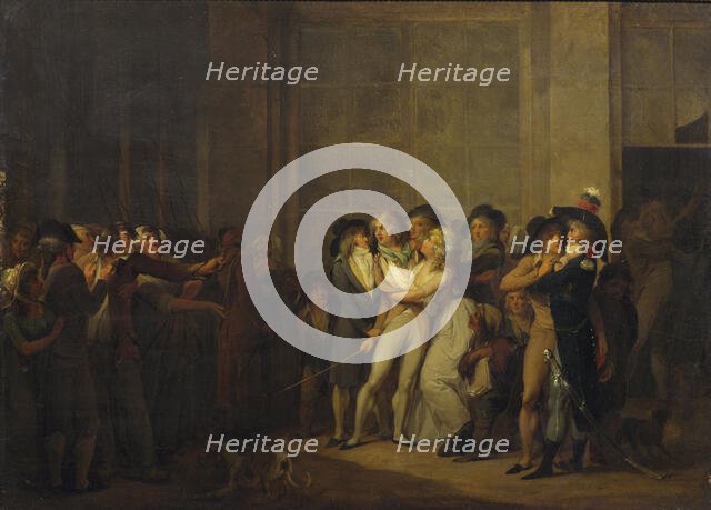 The Arrest of the Singer Garat. Creator: Boilly, Louis-Léopold (1761-1845).