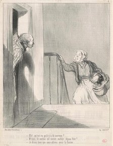 Eh! Qu'est-ce qu'il y a de nouveau? ..., 19th century. Creator: Honore Daumier.