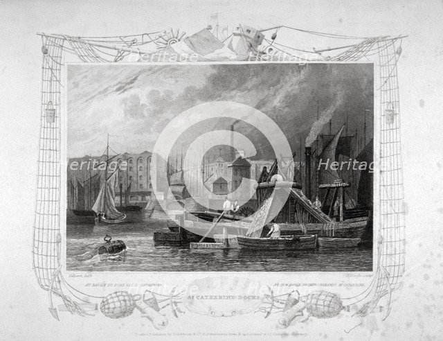 St Katharine's Dock, London, 1834. Artist: James Tingle