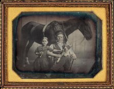 Portrait of a Man and Girl with Horse and Dog, c. 1845. Creator: Unknown.