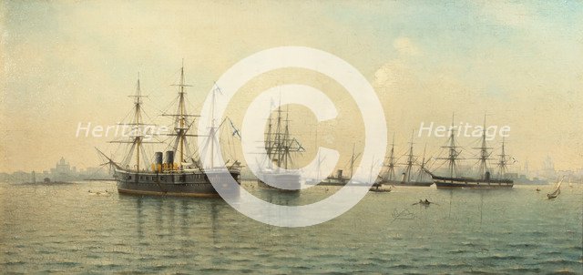 Cruisers Minin and Kronstadt. Artist: Blinov, Leonid Demyanovich (1868-1903)