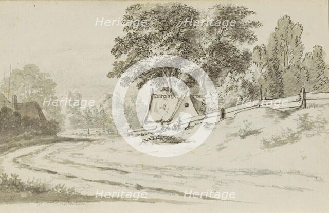 Houses on a path in a landscape, 1783. Creator: Johannes Huibert Prins.