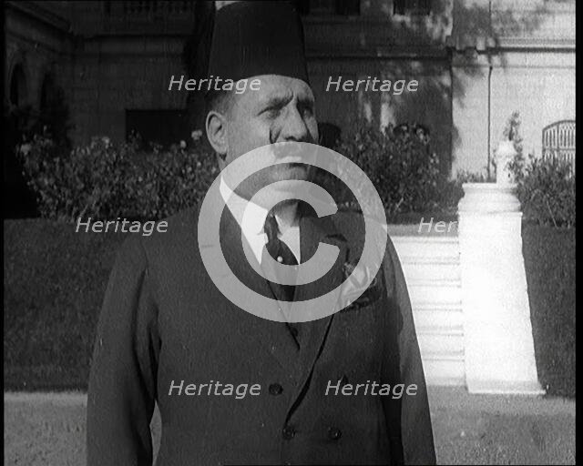 King Faud I Standing in Front of Steps, 1924. Creator: British Pathe Ltd.