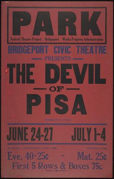 The Devil of Pisa, Bridgeport, CT, 1937. Creator: Unknown.