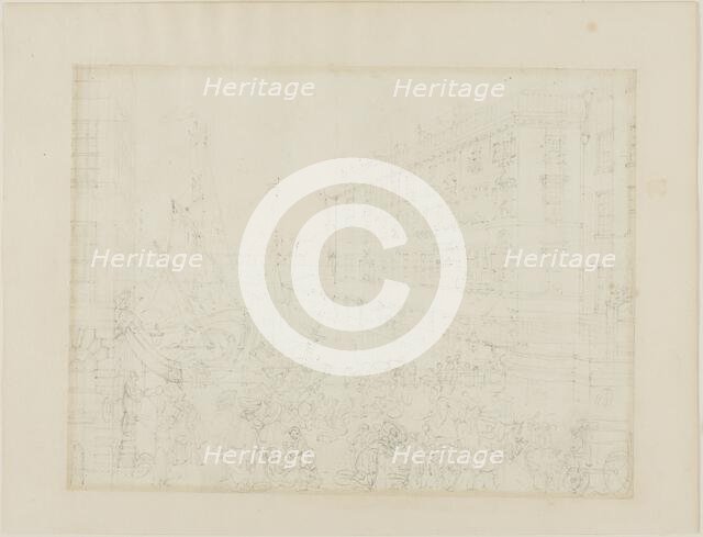 Study for Billingsgate Market, from Microcosm of London, c. 1808. Creator: Augustus Charles Pugin.