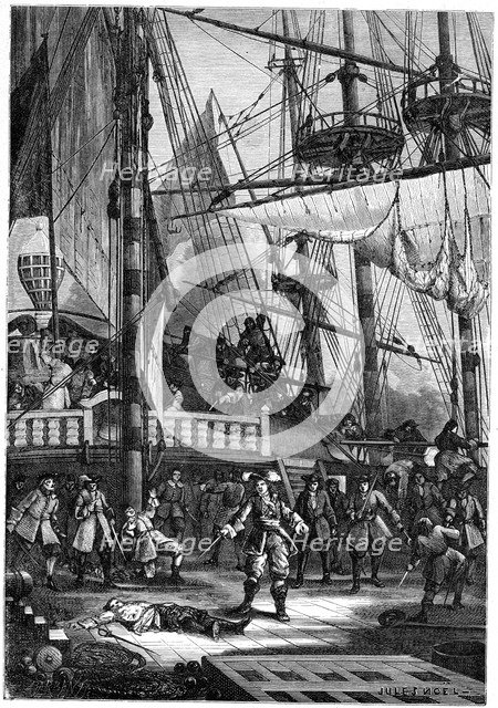 Jean Bart kills the Dutch captain of the 'Neptune', 1898. Artist: Jules-Achille Noel