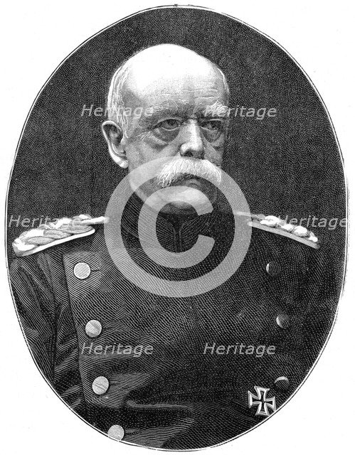 Otto von Bismark, 19th century German statesman, (1900).Artist: Loescher and Petsch